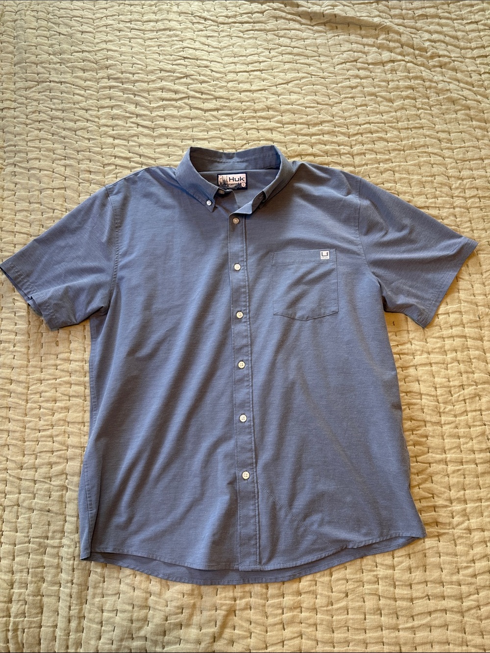 Huk Blue Short-Sleeve Button-Down Shirt